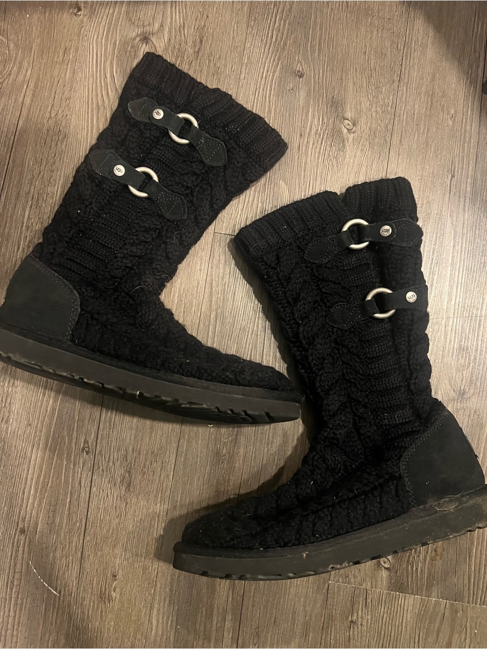 UGG Women’s Black Knit Mid-Calf Winter Boots